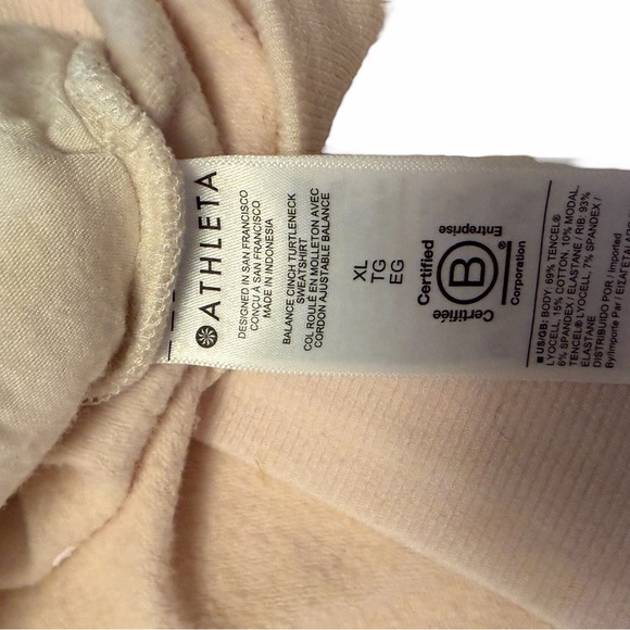 Athleta Balance Cinch Turtleneck Sweatshirt, Chantilly Cream SIZE XL - Picture 5 of 12